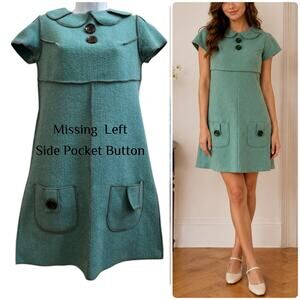Beebop & Wally Flaw Felted Wearable Art Contrast Stitching Pocket Dress Small